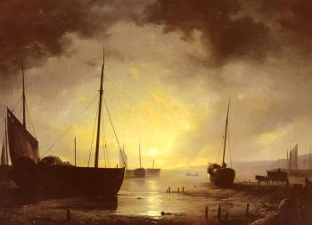 雷米鳩斯 凡 翰恩 Beached Fishing Boats by Moonlight 雷米鳩斯 凡 翰恩 Beached Fishing Boats by Moonlight